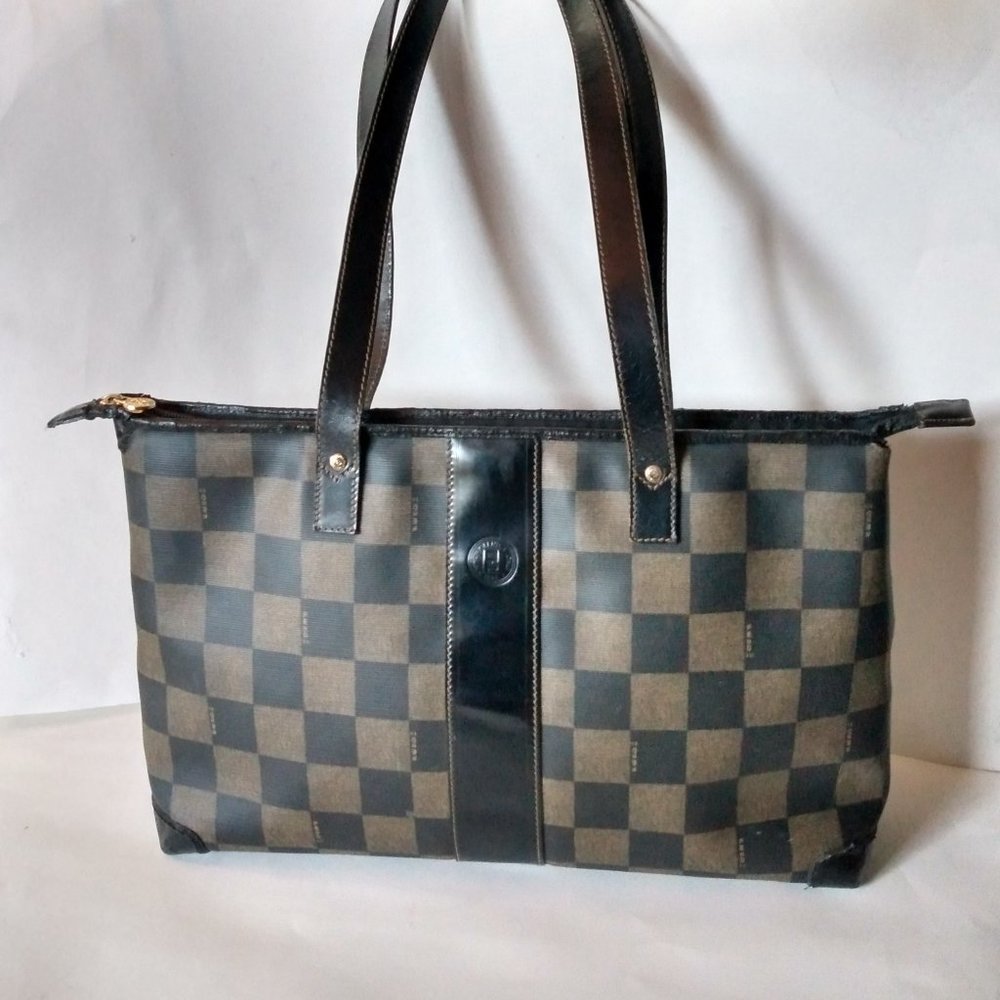 Vintage 80's FENDI Checkered Tote Purse
